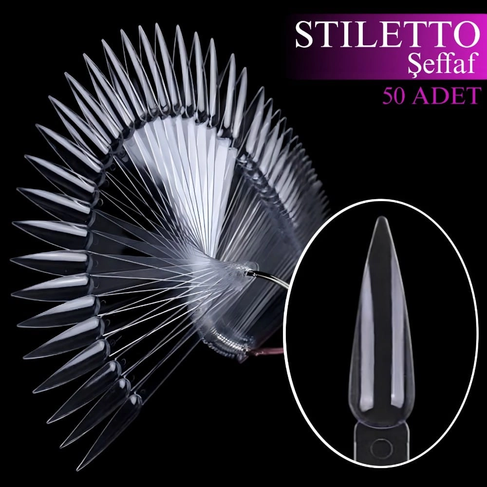 Tırnak Paleti 50’lik (STİLETTO Şeffaf)