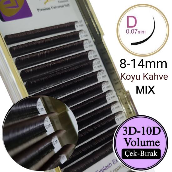 D KIVRIM KİRPİK 0,07 mm (ÇEK BIRAK) MİX 8-14 mm KAHVERENGİ