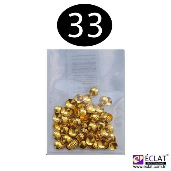 Altın Renkli Metal Taşlar Hacimsel Yuvarlak şekli No: 33