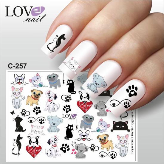 KEDİ-KÖPEK DESENLİ TIRNAK SÜSLEME STİCKERI
