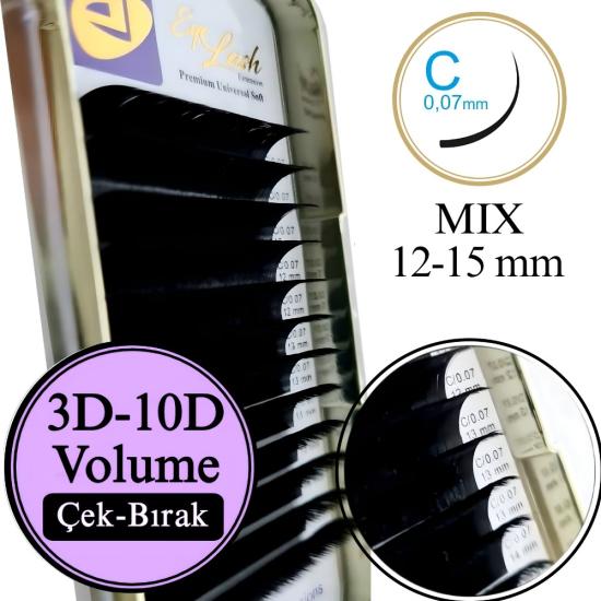 C KIVRIM KİRPİK 0,07 mm (ÇEK BIRAK) 12 - 15 mm mix 