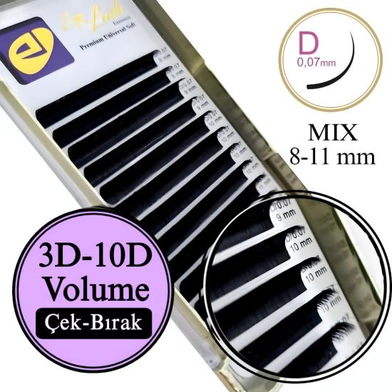 D KIVRIM KİRPİK (ÇEK BIRAK) 0.07 mm 8-11 mm mix  SİYAH 