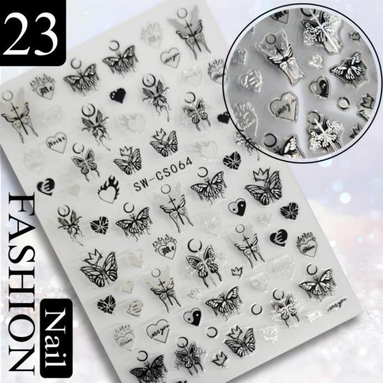 YALDIZLI KELEBEK YAPIŞKANLI TIRNAK STİCKER  NO:23