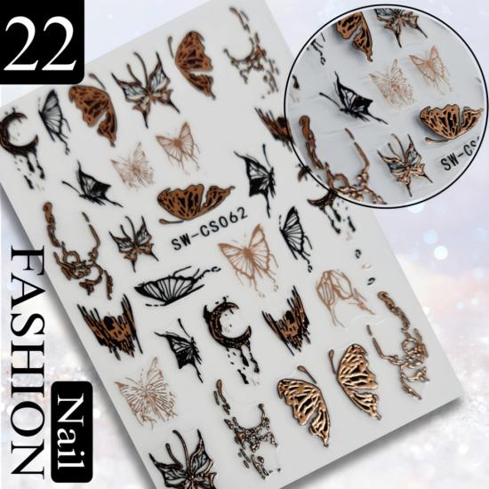 YALDIZLI KELEBEK YAPIŞKANLI TIRNAK STİCKER NO:22