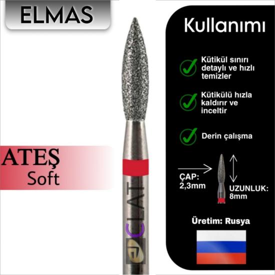 Törpü Ucu Freze Tırnak Makine - Ateş 2,3mm(KIRMIZI)