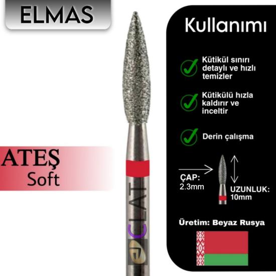 Törpü Ucu Freze Tırnak Makine - Ateş 2,3mm(KIRMIZI