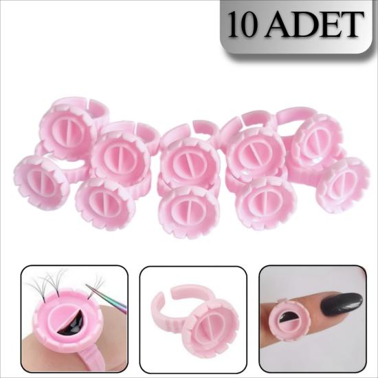 Kirpik Yapıştırıcı Yüzüğü Bölmeli OVAL ŞEKLİ (Kolay Volume) 10 adet