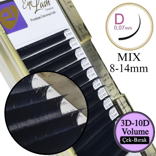 D KIVRIM İPEK KİRPİK 0,07mm (ÇEK BIRAK) 8-14 mm mix SİYAH 