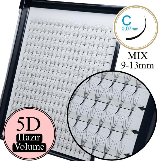 C KIVRIM 5D HAZIR İPEK KİRPİK 0.07 mm MIX 9-13 MM