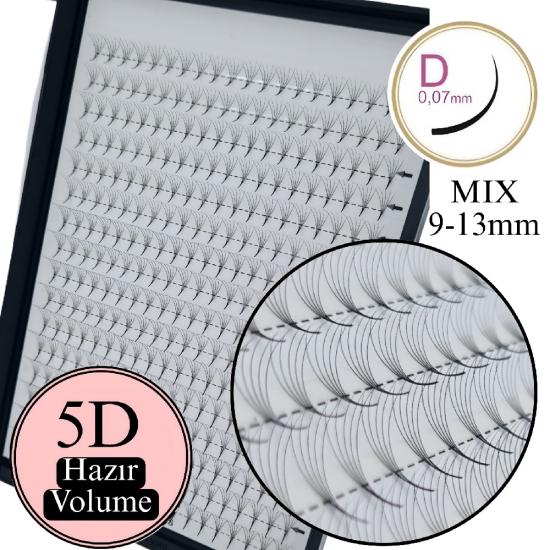 D KIVRIM 5D HAZIR İPEK KİRPİK 0.07 mm MIX 9-13 MM