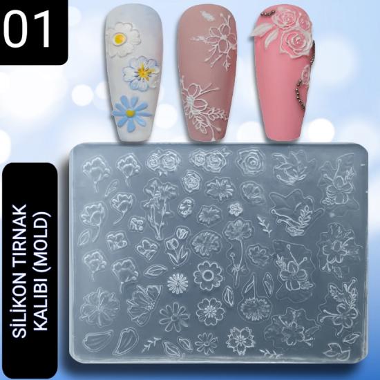SİLİKON TIRNAK MOLD PALETİ NO:01 ÇİEK DESENI