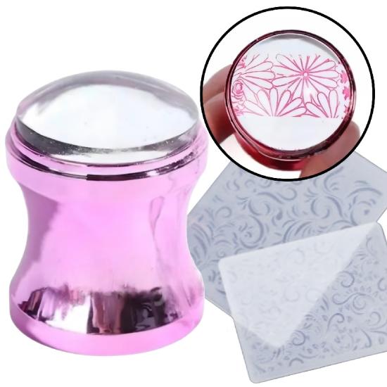 STAMPING DAMGA BASKI (SİLİKON/ PLASTİK/PEMBE) 4 cm